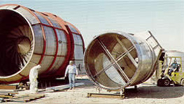 Scrubber vessel with cone hopper and platform